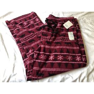 Men's Microfleece Sleep Pajama Pants size XXL Moose Snowflake